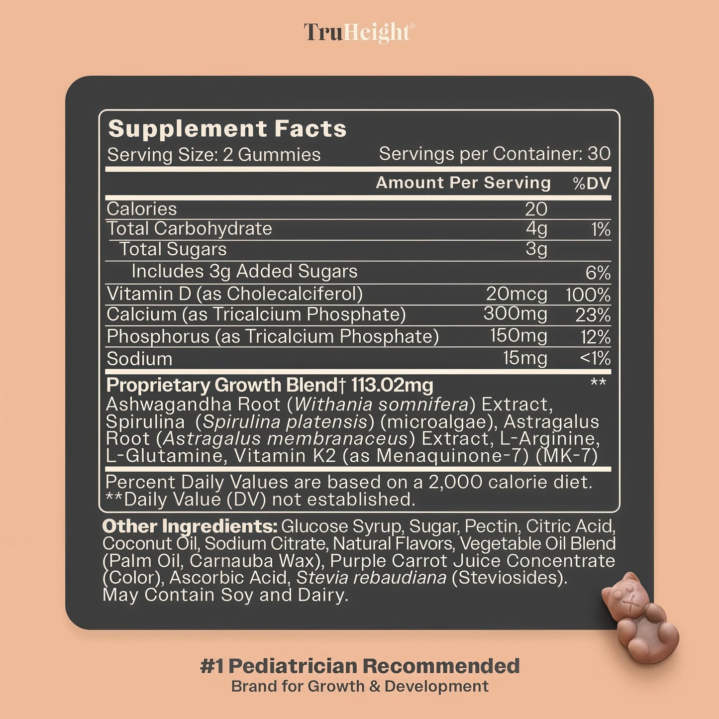 TruHeight Growth Gummies (Watermelon) Tall Nutrition for Natural Growth Supplement for Kids & Teens - Vitamin D, K, Calcium & Ashwagandha, Bone Strength Vitamins D3 K2, Picky Eater, Taller Ages 5+